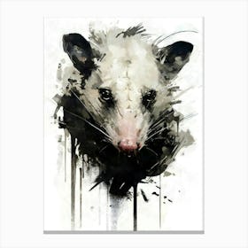 Aesthetic Abstract Watercolor Opossum Canvas Print