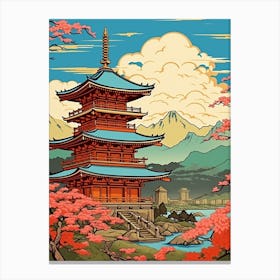 Miyajima Island, Japan Vintage Travel Art 3 Canvas Print
