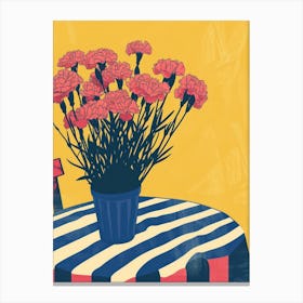 Carnation Flowers On A Table   Contemporary Illustration 1 Canvas Print