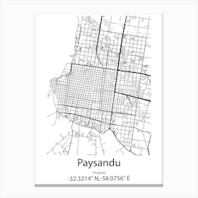 Paysandu,Uruguay Minimalist Map Canvas Print