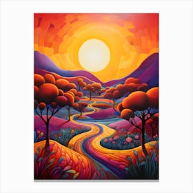 "Twilight Journey: Sun-Kissed Pathway's Melody" Canvas Print