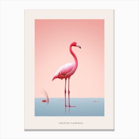 Minimalist Greater Flamingo 2 Bird Poster Canvas Print