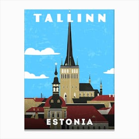 Tallinn, Estonia — Retro travel minimalist poster Canvas Print