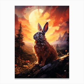 Rabbit In The Sunset Canvas Print