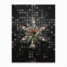 Vintage Scilla Lilio Hyacinthus Botanical Wreath on Dot Bokeh Pattern n.0304 Canvas Print