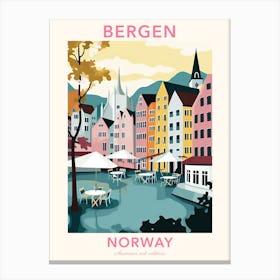 Bergen, Norway, Flat Pastels Tones Illustration 2 Poster Canvas Print