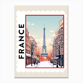 Retro Winter Stamp Poster Paris France 2 Canvas Print