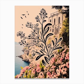 Amalfi Coast, Flower Collage 6 Canvas Print