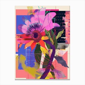 Aster 8 Neon Flower Collage Canvas Print