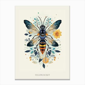 Colourful Insect Illustration Yellowjacket 5 Poster Canvas Print