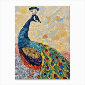 Textured Geometric Peacock 2 Canvas Print