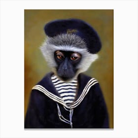 Vito The Sad Monkey Pet Portraits Canvas Print
