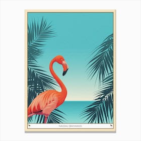 Greater Flamingo Nassau Bahamas Tropical Illustration 6 Poster Canvas Print