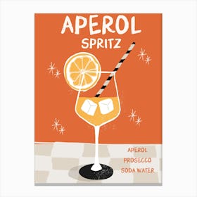 Aperol Spritz Colorful Cocktail Print Canvas Print