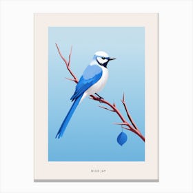 Minimalist Blue Jay 2 Bird Poster Canvas Print
