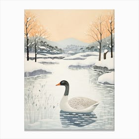 Winter Bird Painting Goose 3 Canvas Print
