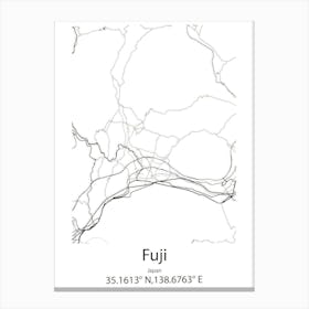 Fuji,Japan Minimalist Map Canvas Print