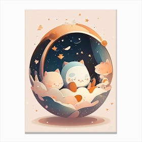 Interstellar Kawaii Kids Space Canvas Print