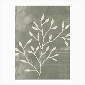 Abstract Green Botanical, Boho Sage Green Leaves Canvas Print