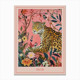 Floral Animal Painting Jaguar 2 Poster Canvas Print