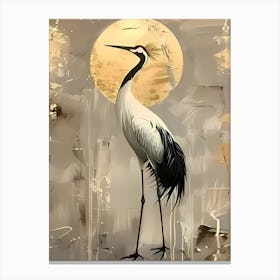 Crane In The Moonlight Canvas Print