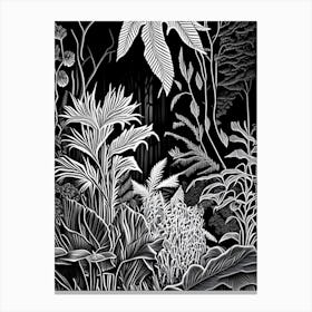 Botanischer Garten München Nymphenburg, 1,  Germany Linocut Black And White Vintage Canvas Print