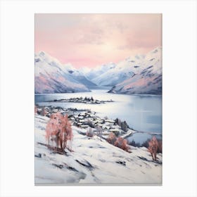 Dreamy Winter Painting Queenstown New Zealand 2 Canvas Print