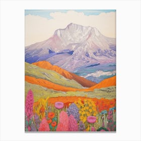 Mount St Helens United States 2 Colourful Mountain Illustration Canvas Print