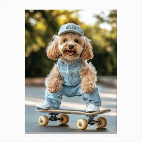 Skateboarding Cavapoo Canvas Print