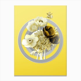 Botanical Anemone Simplex in Gray and Yellow Gradient n.004 Canvas Print