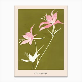 Pink & Green Columbine 1 Flower Poster Canvas Print