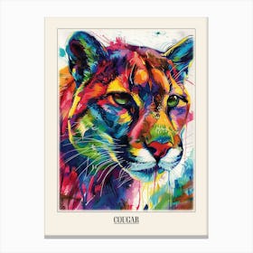Cougar Colourful Watercolour 3 Poster Canvas Print