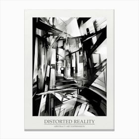 Distorted Reality Abstract Black And White 5 Poster Canvas Print