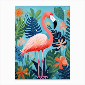 Pink Flamingo In The Jungle, Matisse Inspired Canvas Print