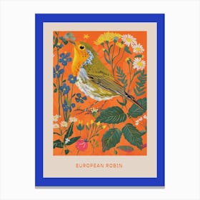Spring Birds Poster European Robin 3 Canvas Print