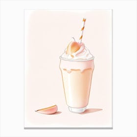 Peach Milkshake Dairy Food Pencil Illustration 3 Canvas Print