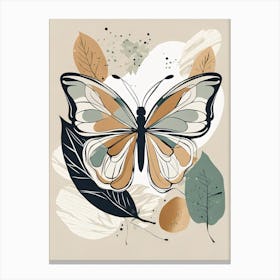 Boho Minimalist Butterfly with Leaves v6 Canvas Print