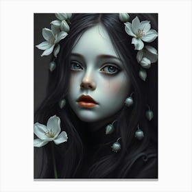 Black Girl With Flowers Canvas Print