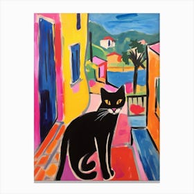 Painting Of A Cat In Naples Italy 1 Canvas Print