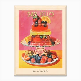 Fruity Red Jelly Dessert Retro Collage 1 Poster Canvas Print