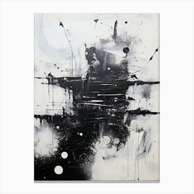 Cosmic Symphony Abstract Black And White 7 Canvas Print