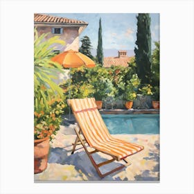 Sun Lounger By The Pool In Bologna Italy Canvas Print