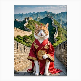 Feline Famous Selfies with Global Icons Great Wall Cat Canvas Print