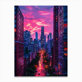 Sunset In Chicago 1 Canvas Print