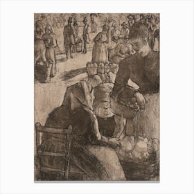 Vegetable Market In Pointoise, Camille Pissarro Canvas Print