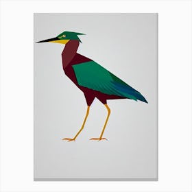 Green Heron Origami Bird Canvas Print