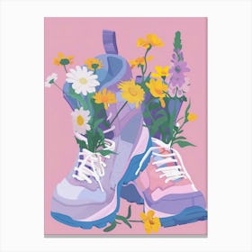 Retro Sneakers With Flowers 90s 3 Canvas Print