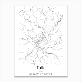 Tulle,France Minimalist Map Canvas Print