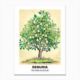 Sequoia Tree Storybook Illustration 4 Poster Canvas Print