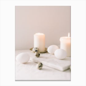 Easter Candles And Eggs Canvas Print